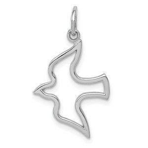 14k White Gold Dove Charm New Religious Pendant